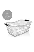 25 Litre Şeffaf Taşıma ve Çamaşır Sepeti | Ergonomik Kulplu Çok Amaçlı Plastik Çamaşır Sele
