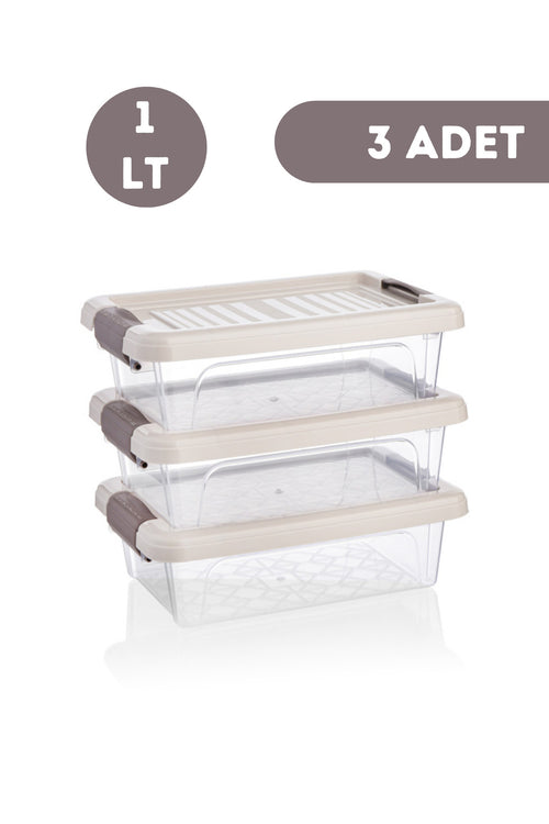 1 Litre Saklama Kutusu 3 Adet