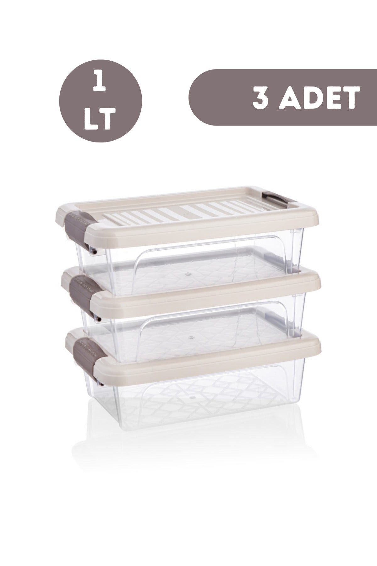 1 Litre Saklama Kutusu 3 Adet