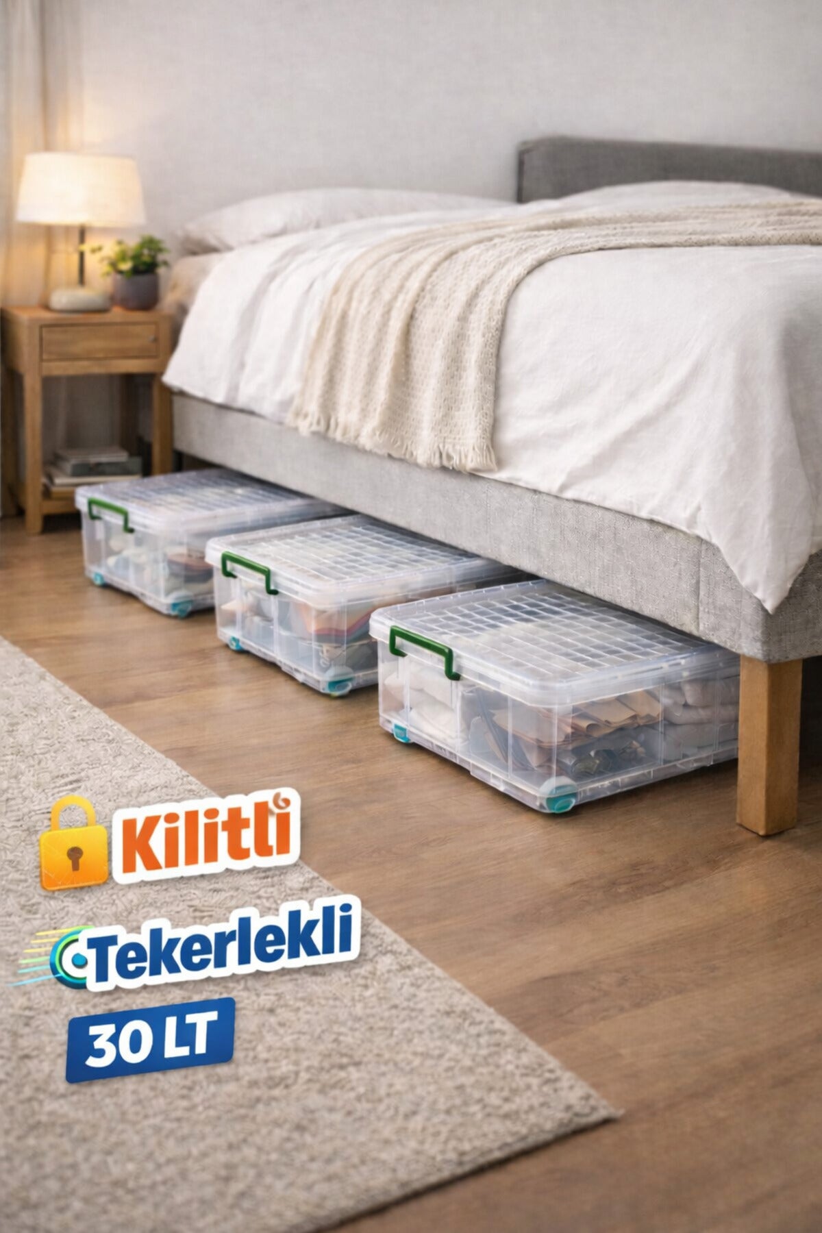 3 Adet 30 Litre Saklama Düzenleme Depolma