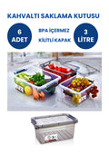 Kahvaltı Saklama Kabı Saklama Kutusu Kahvaltılık Kilitli Saklama Kutusu 6 Adet 3 LT BPA Free