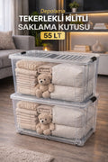 55 LT Tekerlekli Kilitli Saklama Kutusu 2 Adet Depolama Organizer