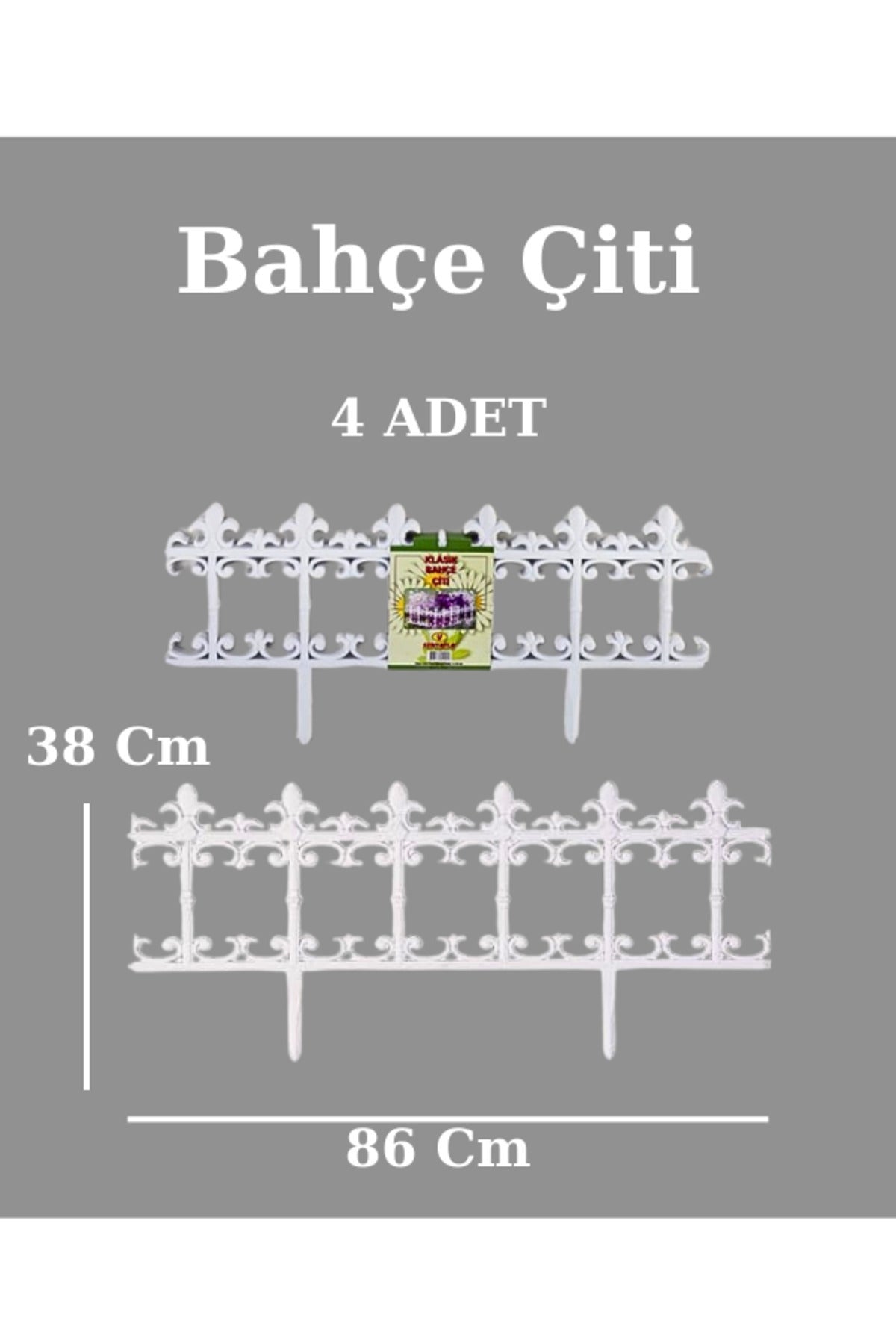 Bahçe Çiti Dekoratif Bahçe Çiti 86cm 4 Adet Beyaz Renk