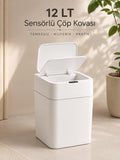 12 LT Sensörlü Çöp Kovası Otomatik Kapaklı Temassız Çöp Kutusu