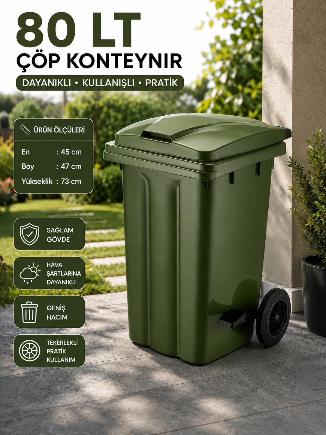 85 LT Tekerlekli Pedallı Çöp Konteyneri