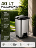 40 LT Slim Pedallı Çöp Kovası Gri - Siyah