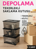 80 LT Tekerlekli Kilitli Saklama Kutusu - 3'lü Set